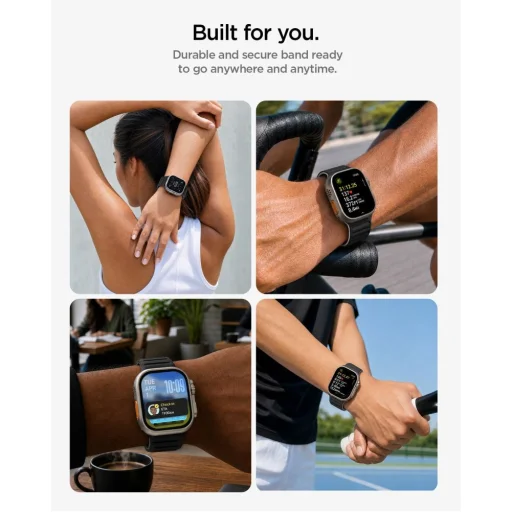 Apple Watch 8 / 9 / 10 / 11 / SE / Ultra (44 / 45 / 46 / 49 mm) čierny/sivý remienok Spigen Athlex Air M - 7