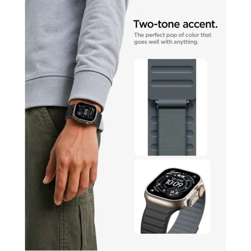 Apple Watch 8 / 9 / 10 / 11 / SE / Ultra (44 / 45 / 46 / 49 mm) čierny/sivý remienok Spigen Athlex Air M - 8