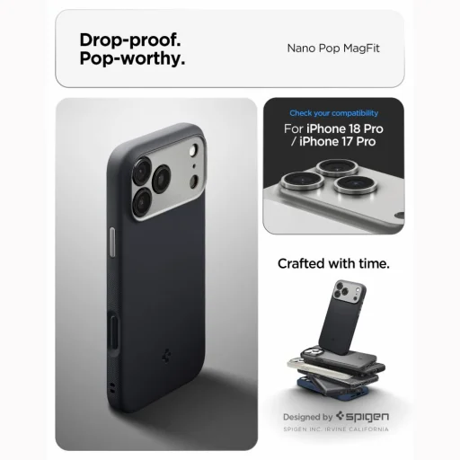 iPhone 17 Pro Max / 18 Pro Max puzdro Spigen Nano Pop čierny sezam pre magnetické bezdrôtové nabíjanie - 11