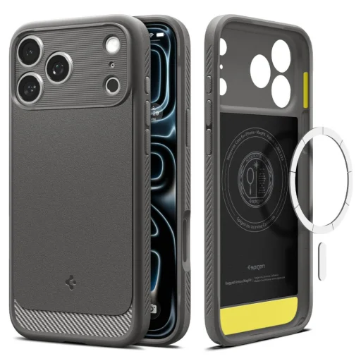 Sivé puzdro Spigen Rugged Armor Mag MagSafe pre iPhone 17 Pro / 18 Pro - 1