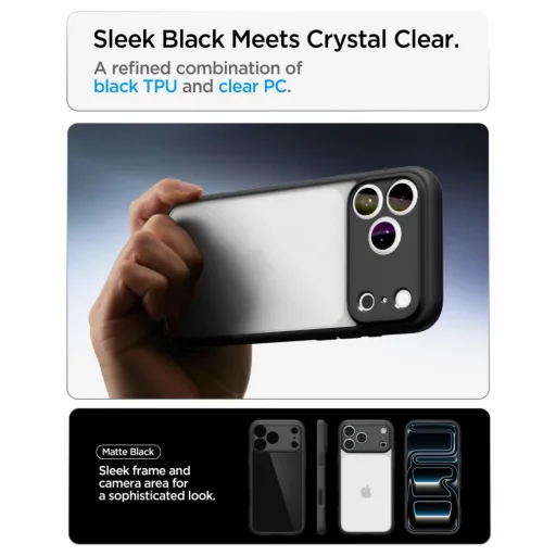 iPhone 17 Pro Max / 18 Pro Max matné čierne puzdro Spigen Ultra Hybrid - 6