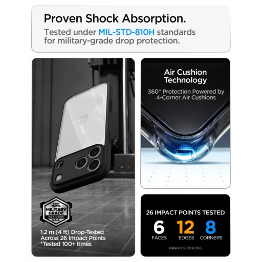 iPhone 17 Pro Max / 18 Pro Max matné čierne puzdro Spigen Ultra Hybrid - 9