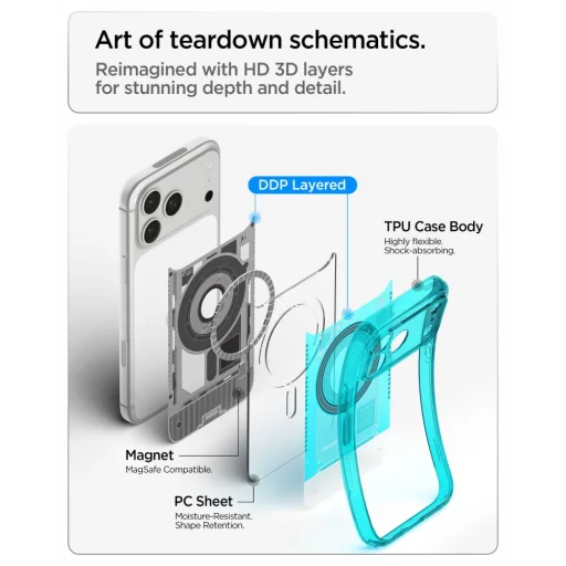 Apple iPhone 17 Pro Max / 18 Pro Max Spigen Ultra Hybrid MagSafe puzdro, C-One Bondi Blue - 9