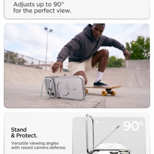 iPhone 17 Pro / 18 Pro priehľadné / strieborné puzdro Spigen Ultra Hybrid Optik S MagSafe - 6