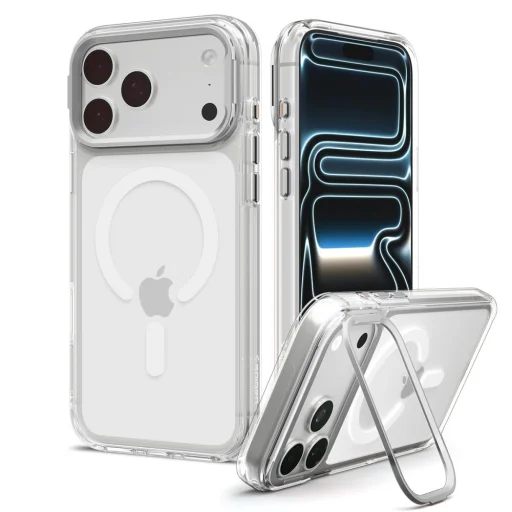 iPhone 17 Pro / 18 Pro priehľadné / strieborné puzdro Spigen Ultra Hybrid Optik S MagSafe - 1