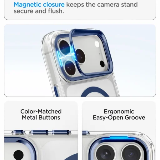 Apple iPhone 17 Pro Max / 18 Pro Max priehľadné / tmavomodré puzdro Spigen Ultra Hybrid Optik S MagSafe - 7