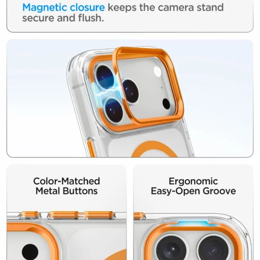 iPhone 17 Pro / 18 Pro priehľadný / oranžový kryt Spigen Ultra Hybrid Optik S MagSafe - 7