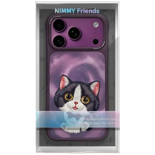  iPhone 18 Pro / 17 Pro lila Nimmy Nagy Szemű Krémszínű Macska tok - 7