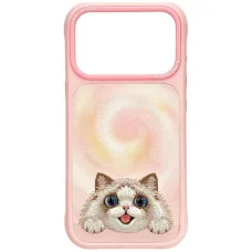 iPhone 18 Pro Max / 17 Pro Max ružový Nimmy zadný kryt s veľkookou ležiacou Ragdoll mačkou, kompatibilný s MagSafe