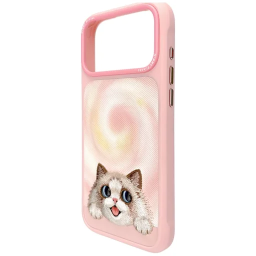 iPhone 18 Pro / 17 Pro ružové puzdro Nimmy – ležiaca mačka Ragdoll s veľkými očami - 4