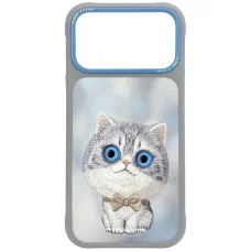  iPhone 18 Pro / 17 Pro szürke Nimmy Big Eyed Silver Shaded Cat hátlap tok
