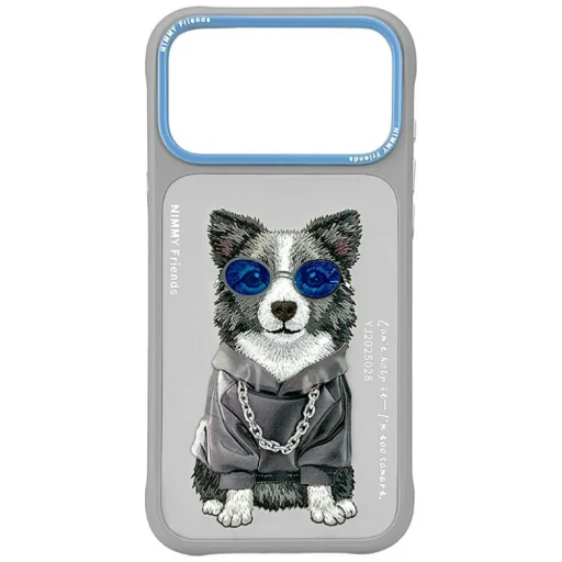 iPhone 17 Pro / 18 Pro sivý zadný kryt Nimmy Glasses Cool Dog - 1