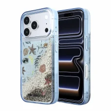 iPhone 18 Pro modrý kryt Karl Lagerfeld Liquid Glitter Beach