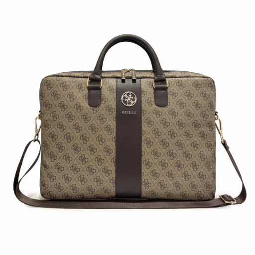  Guess PU 4G Stripe Metal Logo 16" barna laptoptáska - 1