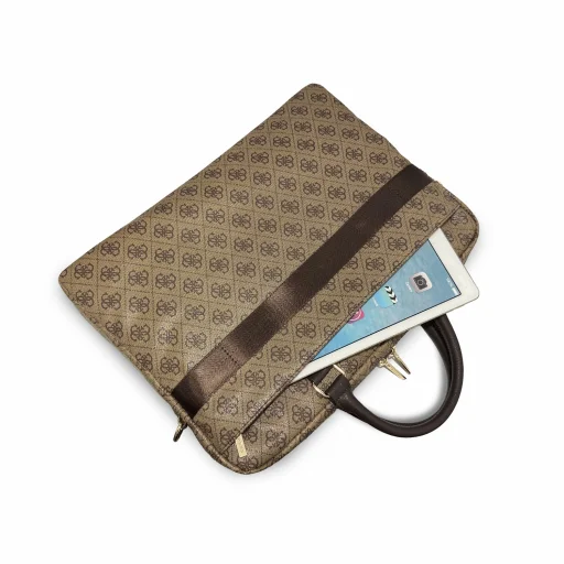  Guess PU 4G Stripe Metal Logo 16" barna laptoptáska - 4