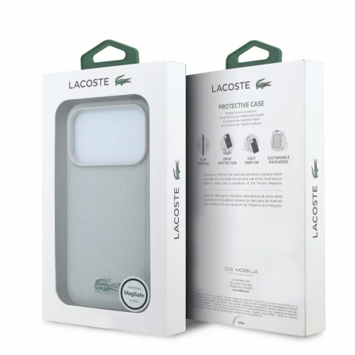 iPhone 18 Pro svetlosivý zadný kryt Lacoste Iconic Petit Pique s kovovým logom MagSafe - 7