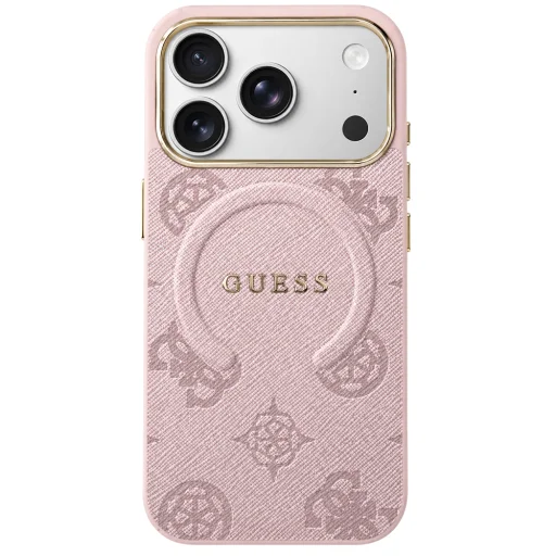 iPhone 18 Pro Max / iPhone 17 Pro Max ružový Guess 4G embosovaný kryt s prsteňom Classic Logo MagSafe (GUHMP18XP4MSEGP) - 1
