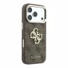  iPhone 18 Pro barna Guess PU 4G Strass Metal Logo hátlap tok thumbnail