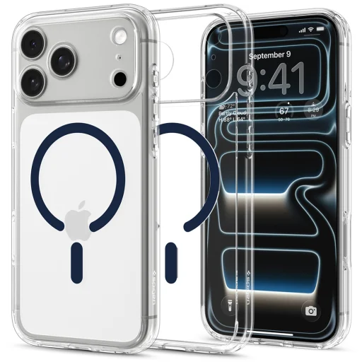 Apple iPhone 18 Pro / iPhone 17 Pro priehľadné / tmavomodré puzdro Spigen Ultra Hybrid MagSafe (ACS12158) - 1