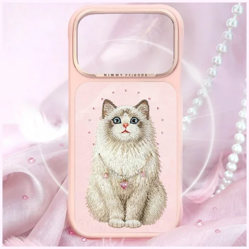  iPhone 17 Pro / 18 Pro rózsaszín Nimmy Lucky Fashion Cat MagSafe tok - 7