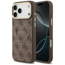 iPhone 18 Pro Max / iPhone 17 Pro Max hnedý kryt Guess 4G Embossed Ring Classic Logo MagSafe (GUHMP18XP4MSEGW)