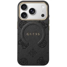 iPhone 18 Pro Max / iPhone 17 Pro Max čierne puzdro Guess 4G Embossed Ring Classic Logo MagSafe (GUHMP18XP4MSEGK)