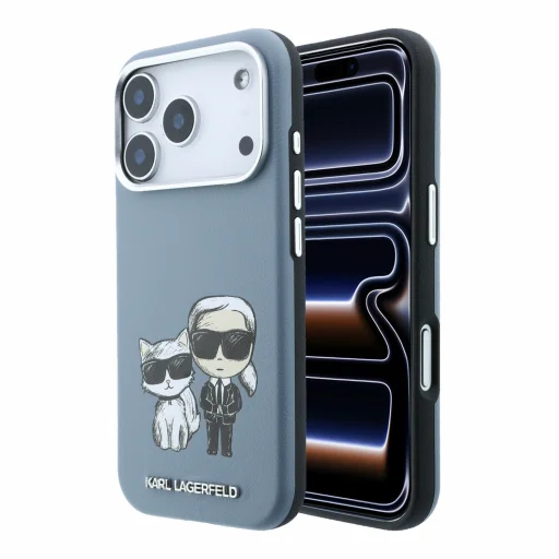 iPhone 18 Pro modrý Karl Lagerfeld Semi Wrap Smooth Sketch Bodies MagSafe zadný kryt - 1