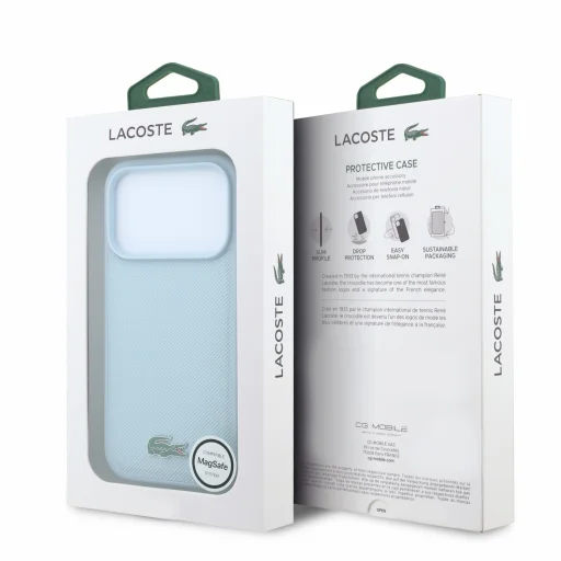 Apple iPhone 18 Pro modrý Lacoste PVC Iconic Petit Pique Metal Logo MagSafe zadný kryt - 7