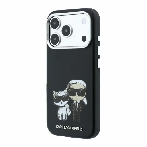  Apple iPhone 18 Pro Max fekete Karl Lagerfeld PU Semi Wrap Smooth Sketch Bodies MagSafe tok - 2