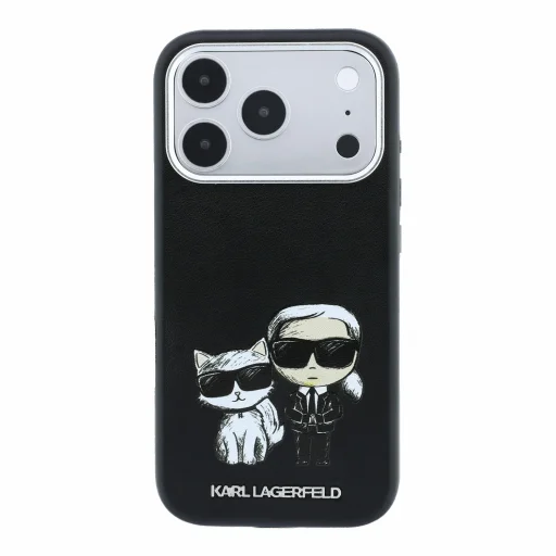  Apple iPhone 18 Pro Max fekete Karl Lagerfeld PU Semi Wrap Smooth Sketch Bodies MagSafe tok - 3