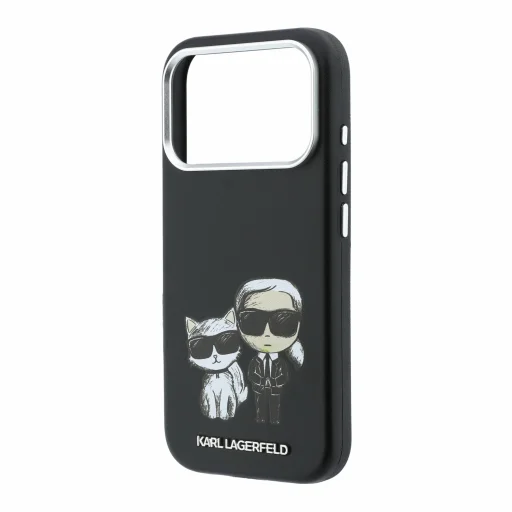  Apple iPhone 18 Pro Max fekete Karl Lagerfeld PU Semi Wrap Smooth Sketch Bodies MagSafe tok - 5