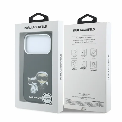  Apple iPhone 18 Pro Max fekete Karl Lagerfeld PU Semi Wrap Smooth Sketch Bodies MagSafe tok - 7