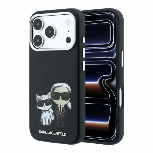  Apple iPhone 18 Pro Max fekete Karl Lagerfeld PU Semi Wrap Smooth Sketch Bodies MagSafe tok - 1
