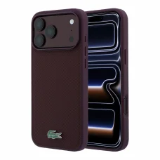 iPhone 18 Pro bordové puzdro Lacoste Iconic Petit Pique s kovovým logom MagSafe