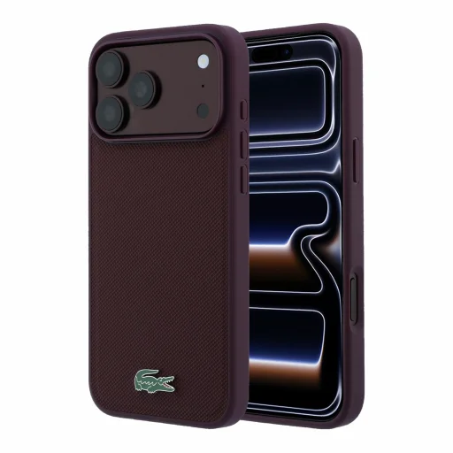 iPhone 18 Pro bordové puzdro Lacoste Iconic Petit Pique s kovovým logom MagSafe - 1