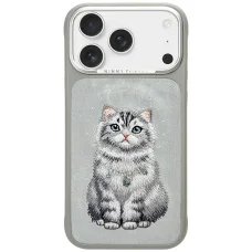 iPhone 17 Pro Max / 18 Pro Max sivé puzdro Nimmy Lucky Fashion Cat MagSafe