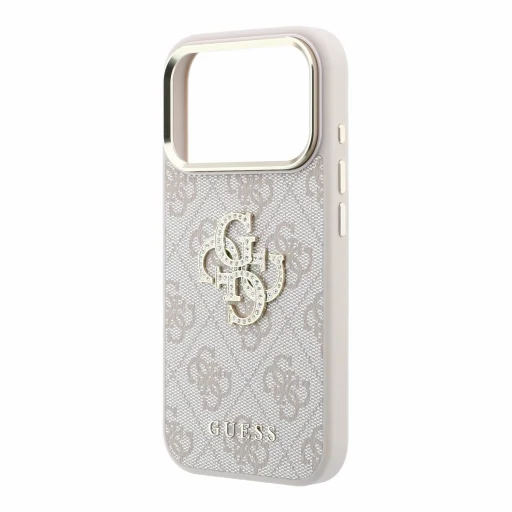 iPhone 18 Pro Max ružový Guess PU 4G Strass Metal Logo zadný kryt - 5