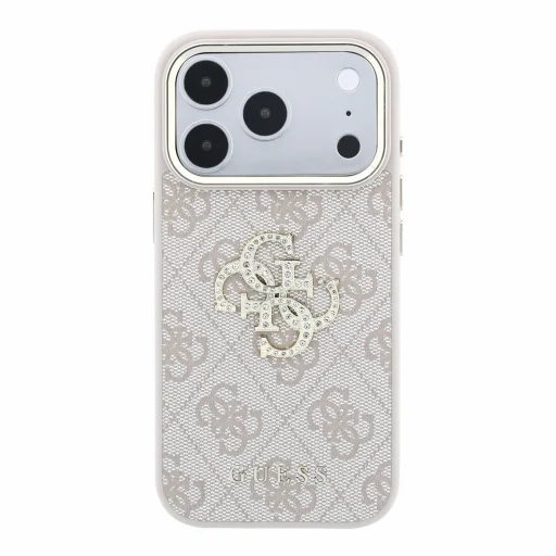 iPhone 18 Pro Max ružový Guess PU 4G Strass Metal Logo zadný kryt - 3