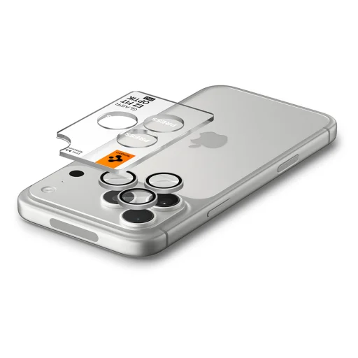 iPhone 18 Pro / iPhone 18 Pro Max strieborné Spigen Optik.tR EZ Fit Pro ochranné sklo na kameru, 2 ks - 5
