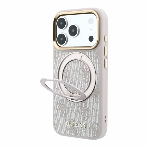  iPhone 18 Pro rózsaszín Guess PU 4G Ring Stand MagSafe tok - 2