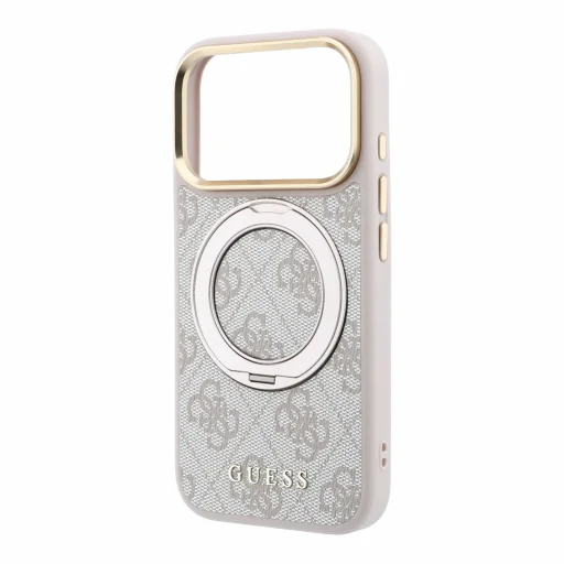 iPhone 18 Pro rózsaszín Guess PU 4G Ring Stand MagSafe tok - 5