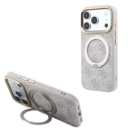 Ružové puzdro Guess PU 4G Ring Stand MagSafe pre iPhone 18 Pro - 1