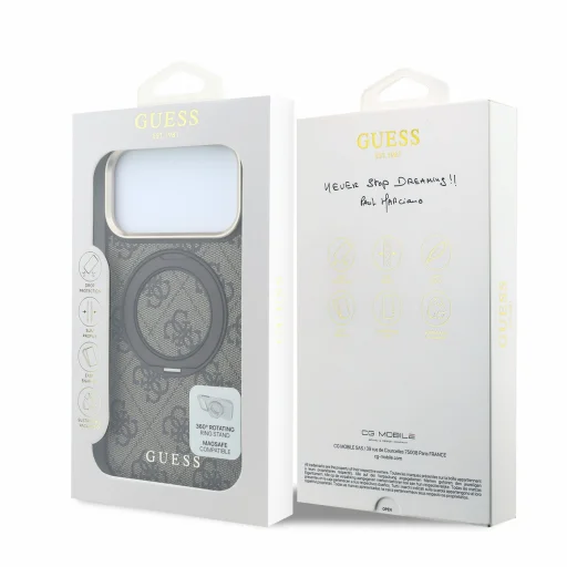 Apple iPhone 18 Pro Max hnedý Guess 4G Ring Stand MagSafe zadný kryt z umelej kože - 7