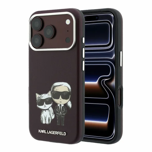  iPhone 18 Pro Max bordó Karl Lagerfeld Semi Wrap Smooth Sketch Bodies MagSafe hátlap tok - 1