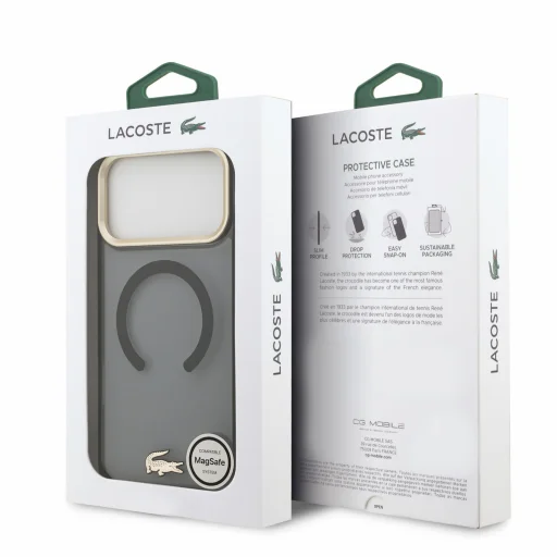 Apple iPhone 18 Pro Max čierne Lacoste IML Petit Pique Gold Logo MagSafe nárazuvzdorné puzdro - 7