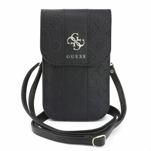 Guess PU 4G Peony Stripe Metal Logo taška na telefón cez rameno - čierna - 1