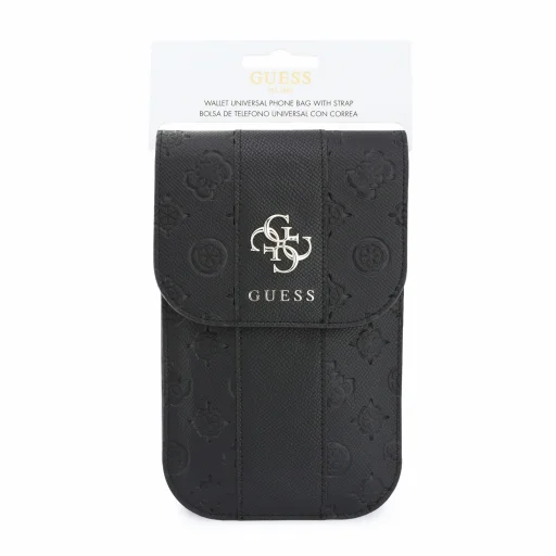Guess PU 4G Peony Stripe Metal Logo taška na telefón cez rameno - čierna - 4