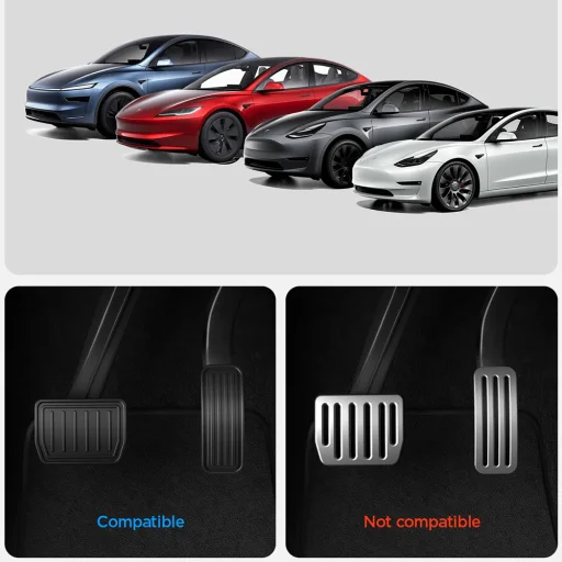 Tesla Model 3 / Model Y strieborné nerezové kryty pedálov Spigen Stuttgart (ACP04510) - 5
