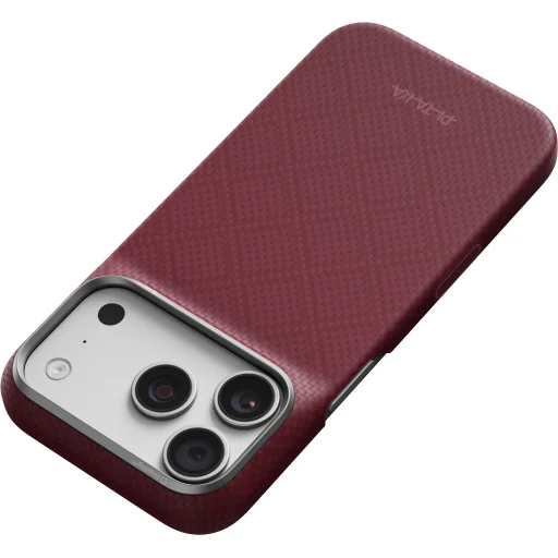  iPhone 18 Pro / 17 Pro bordó Pitaka Edge Case Argyle védőtok - 5