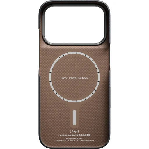 iPhone 18 Pro / 17 Pro bazaltovo čierny Pitaka Edge Case Argyle ochranný kryt z aramidových vlákien MagSafe - 3